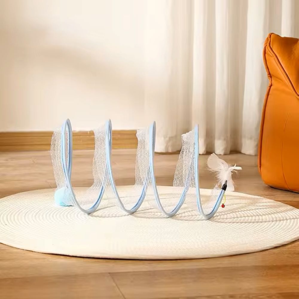 Spiral Cat Tunnel - Colorful Crinkle Toy for Indoor Cats