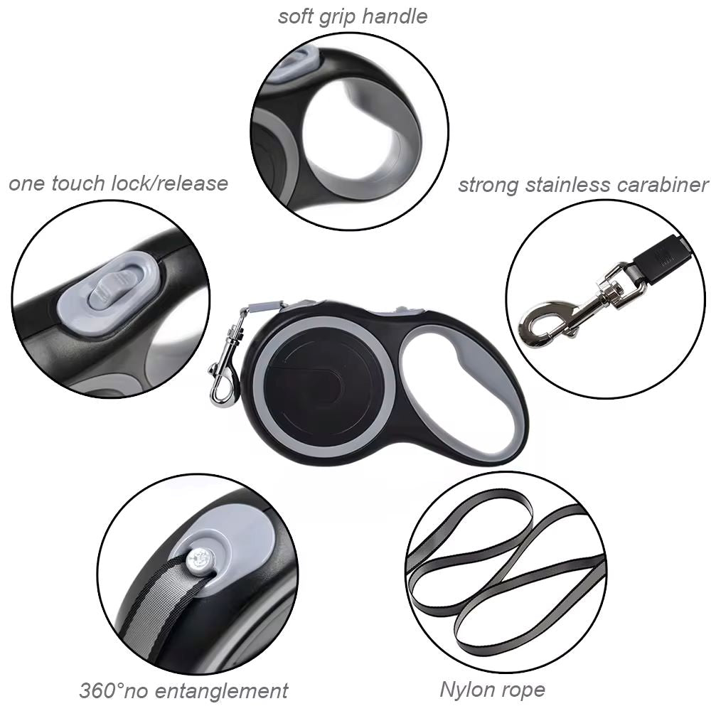 Retractable Dog Leash - 3m, 5m, 8m Adjustable, Durable Rope for Small to Large Dogs, Supports up to 50kg