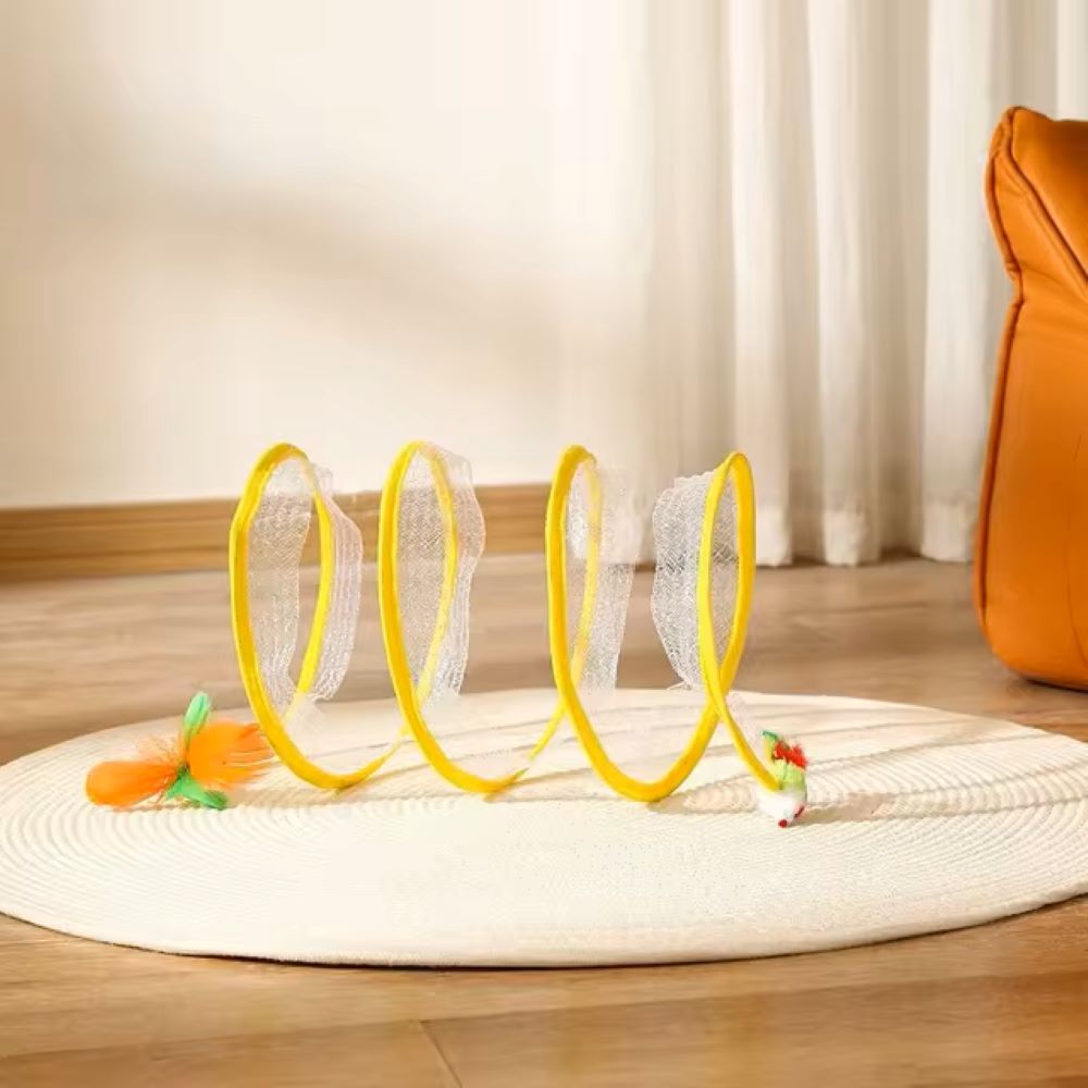 Spiral Cat Tunnel - Colorful Crinkle Toy for Indoor Cats