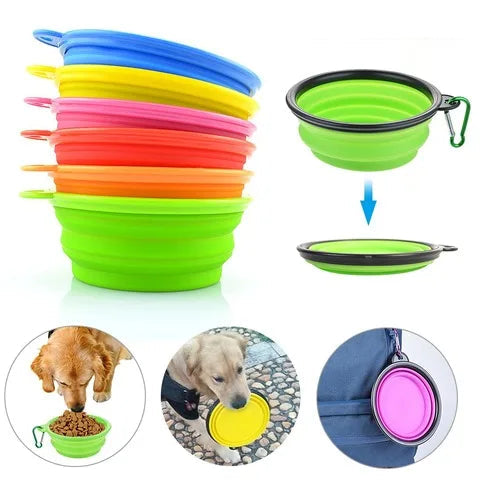 Collapsible Silicone Dog Bowl - Portable Travel Food & Water Dish for Pets