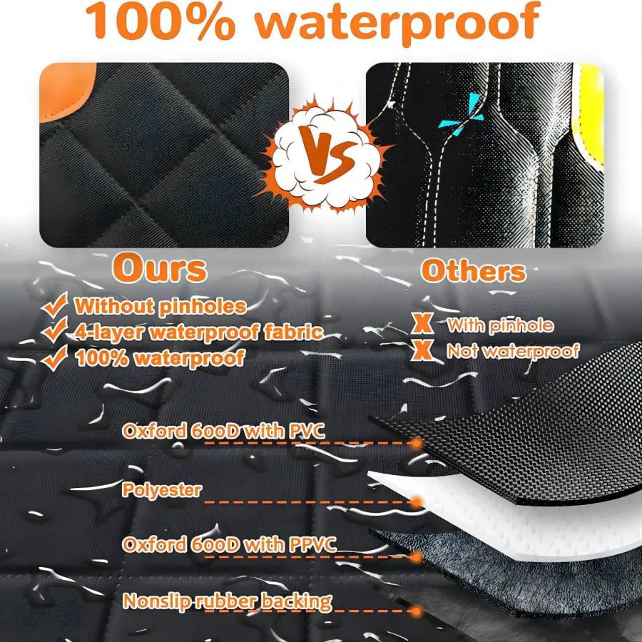 Car Seat Cover with Visual Mesh Window & Side Zipper – 100% Waterproof Hammock for Back Seat, Protects Car Seat & Doors