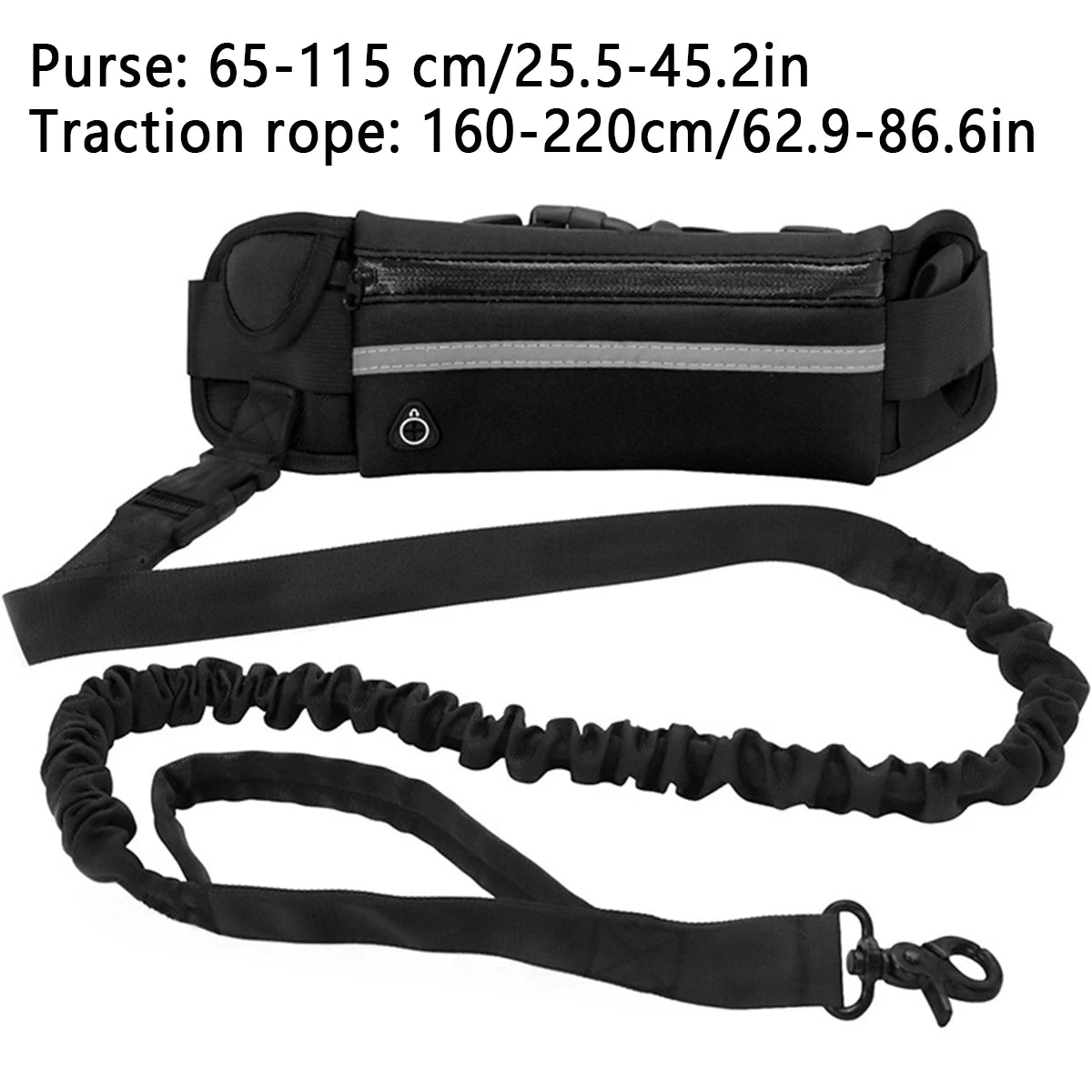 Hands-Free Reflective Dog Leash with Waist Bag – Retractable Elastic Belt for Running & Walking