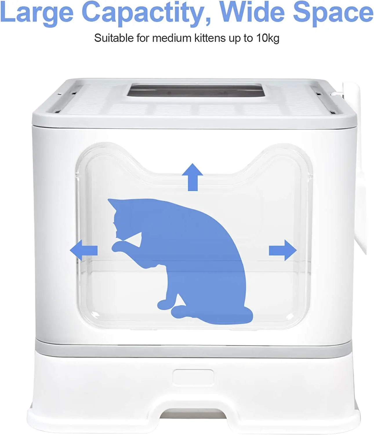 Foldable Hooded Cat Litter Box with Scoop, Drawer, and Top Entry/Front Exit Design - Extra Large