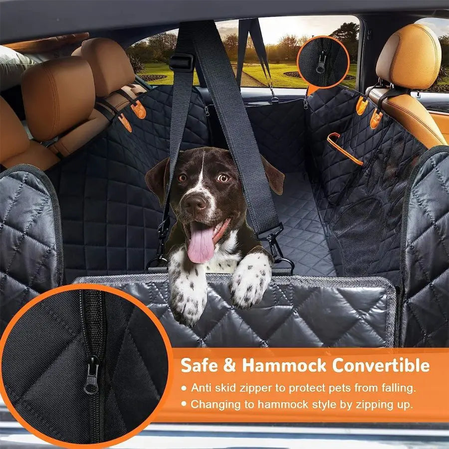 Car Seat Cover with Visual Mesh Window & Side Zipper – 100% Waterproof Hammock for Back Seat, Protects Car Seat & Doors