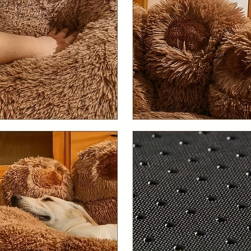 Plush Calming Dog Bed – Washable, Anti-Slip Round Pet Bed