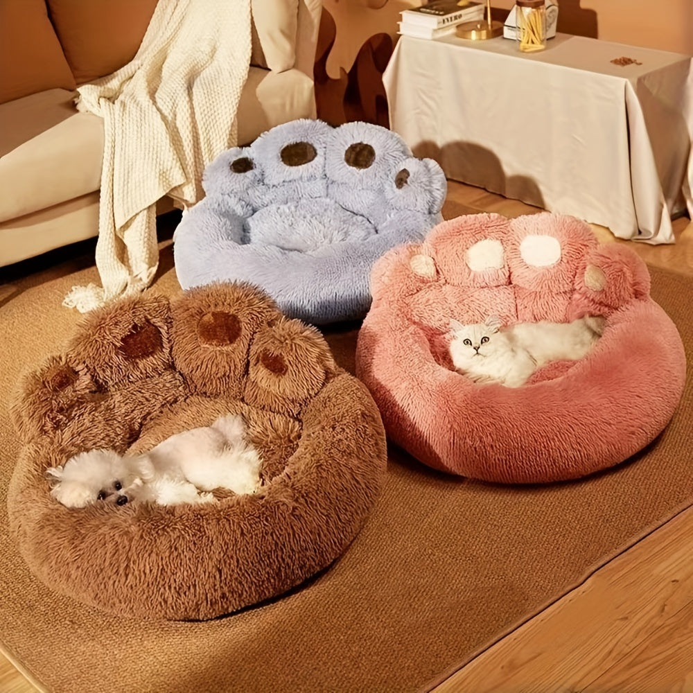 Plush Calming Dog Bed – Washable, Anti-Slip Round Pet Bed