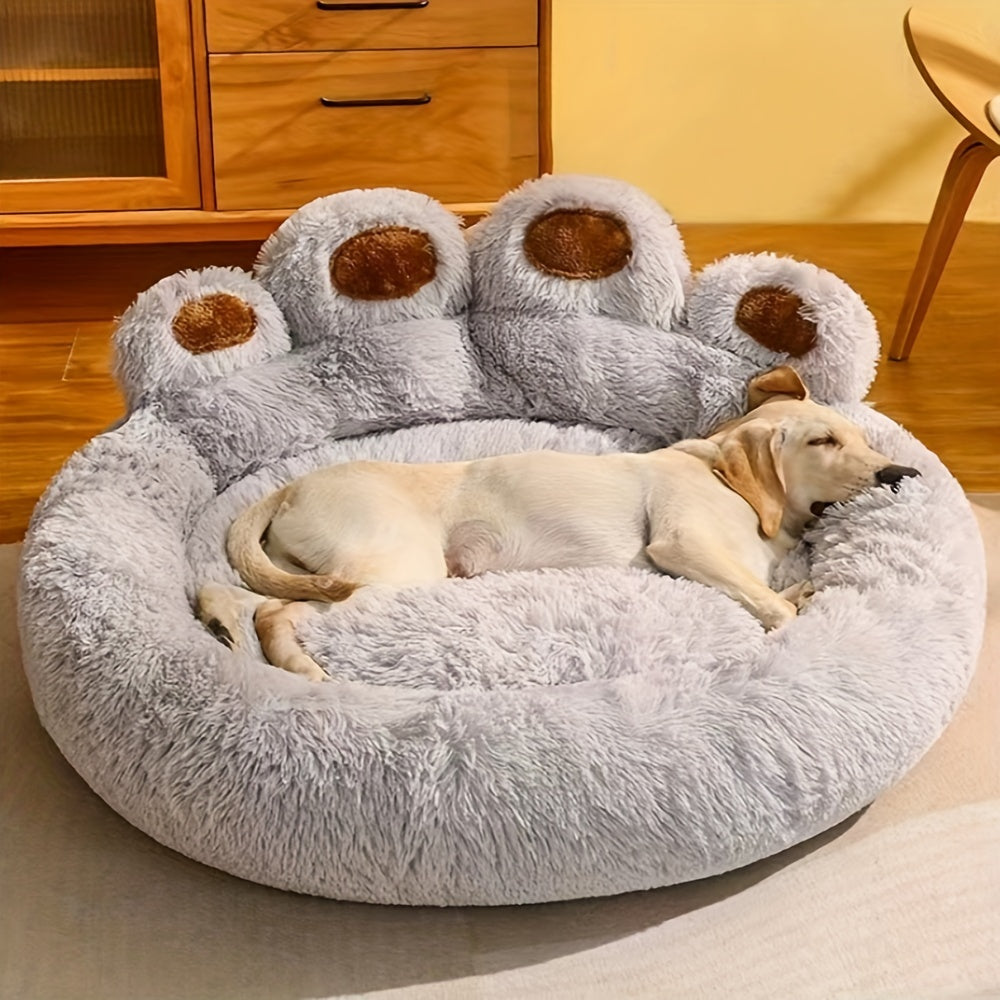 Plush Calming Dog Bed – Washable, Anti-Slip Round Pet Bed