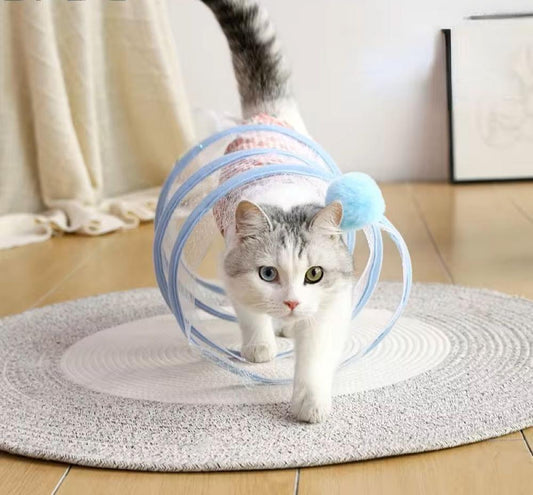 Spiral Cat Tunnel - Colorful Crinkle Toy for Indoor Cats