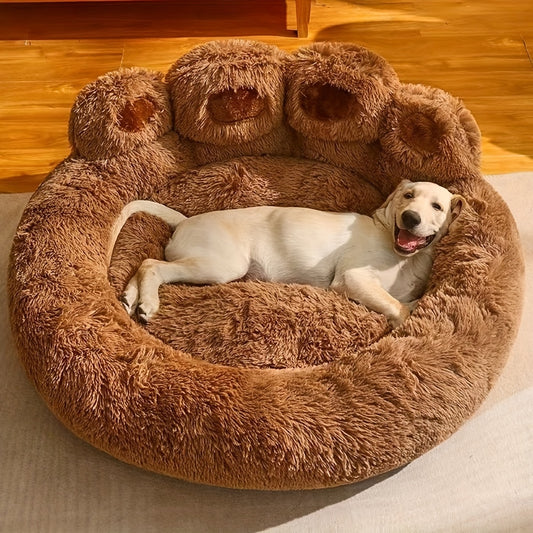 Plush Calming Dog Bed – Washable, Anti-Slip Round Pet Bed