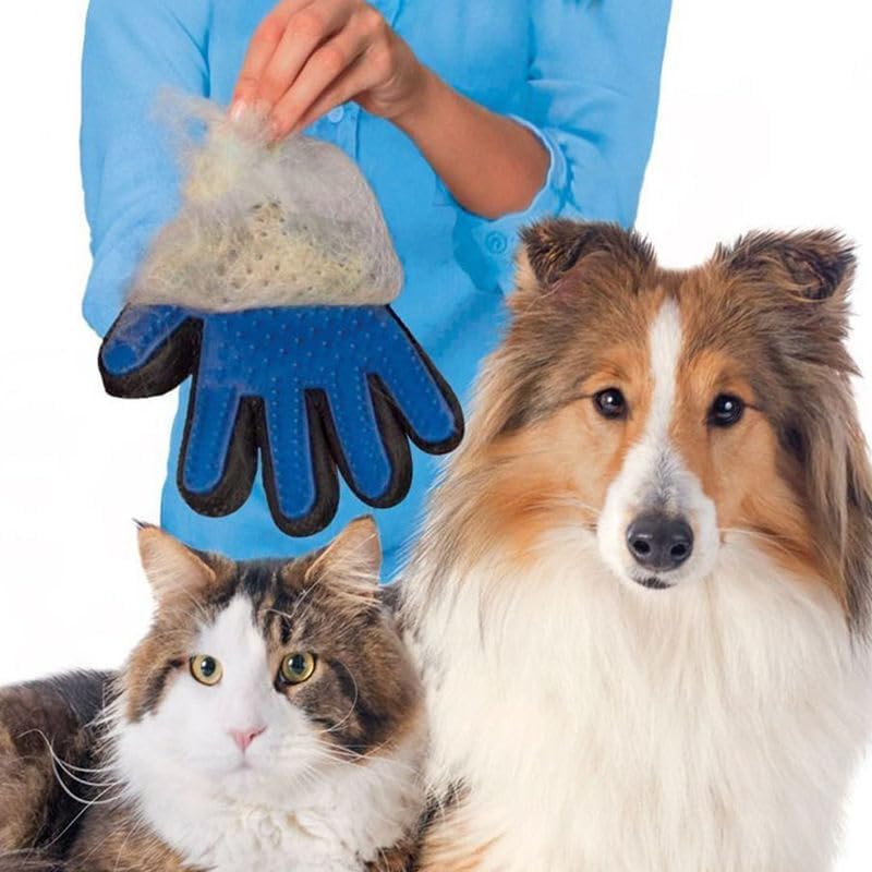 Pet Grooming Glove - Cat and Dog Deshedding Brush, Bath Comb, and Massage Tool