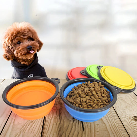 Collapsible Silicone Dog Bowl - Portable Travel Food & Water Dish for Pets