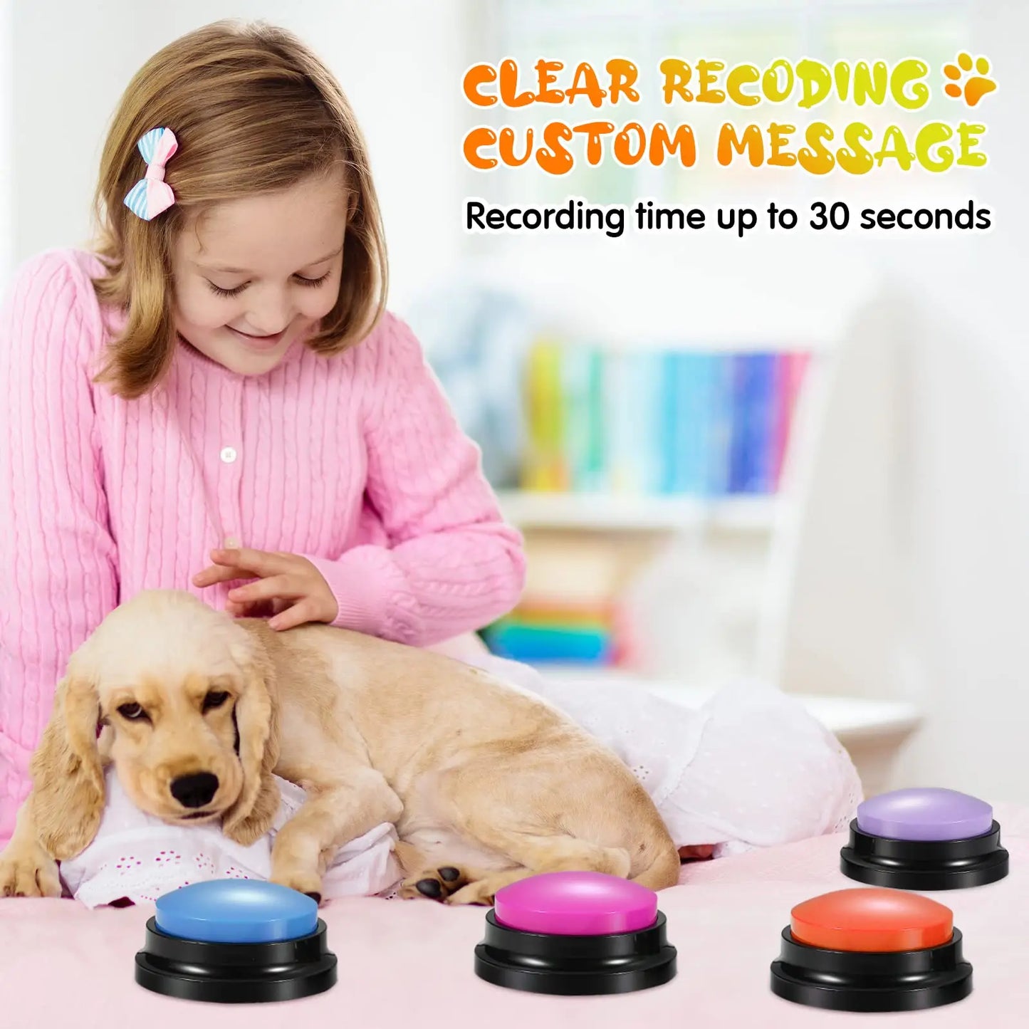 Recordable Voice Buttons for Pet Communication - Training & Interactive Talking Toy for Dogs