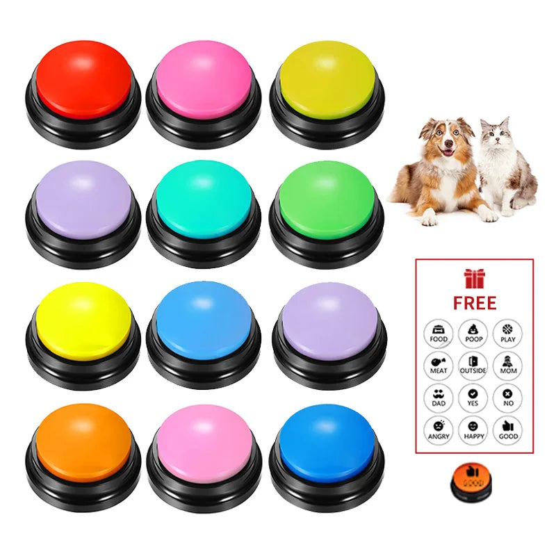 Recordable Voice Buttons for Pet Communication - Training & Interactive Talking Toy for Dogs