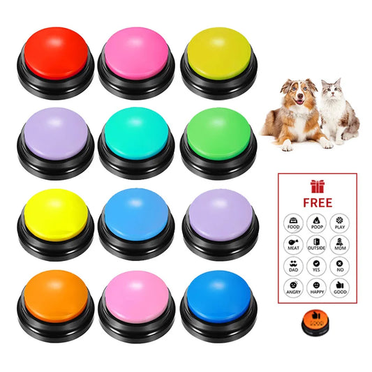 Recordable Voice Buttons for Pet Communication - Training & Interactive Talking Toy for Dogs