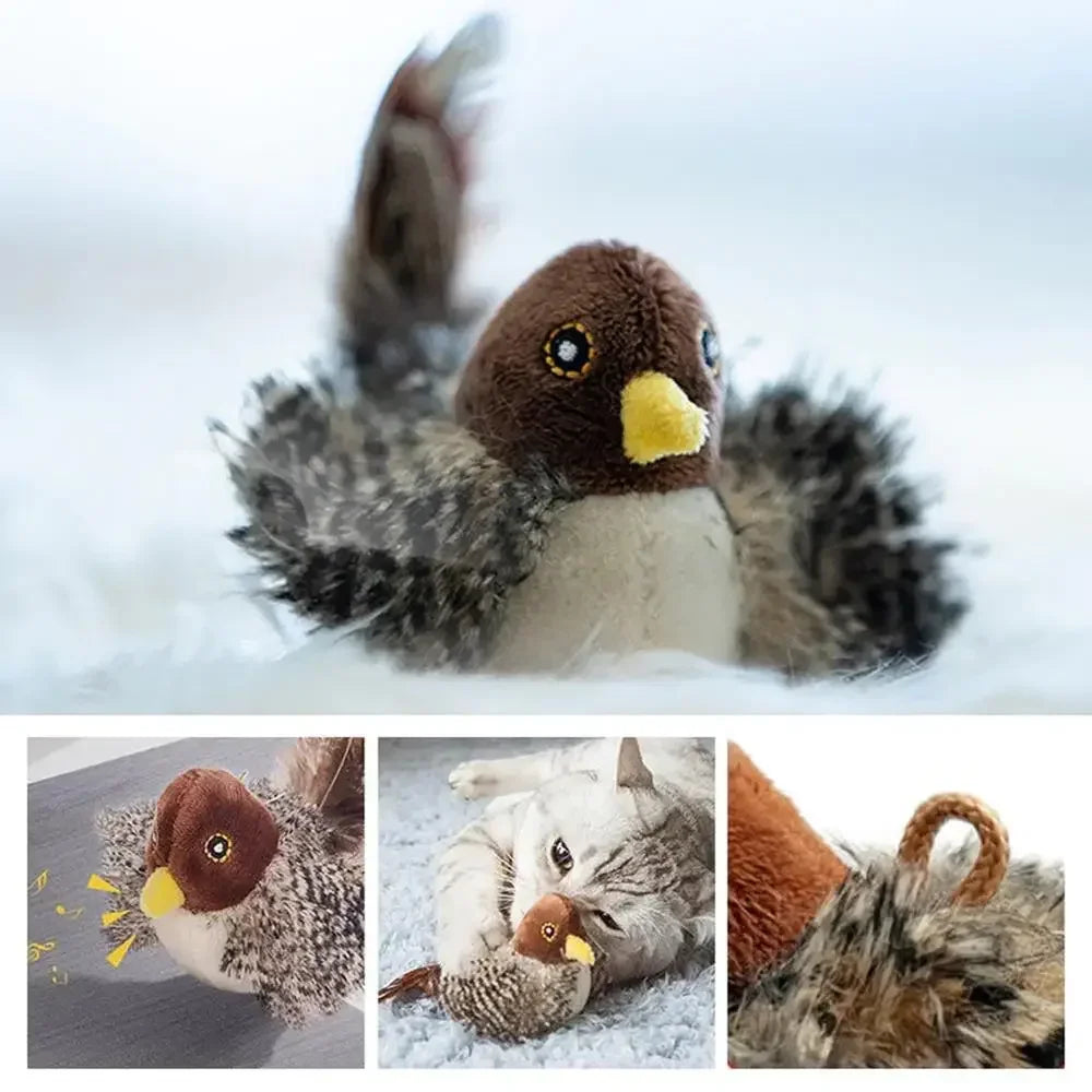 Interactive Chirping Bird Feather Toy