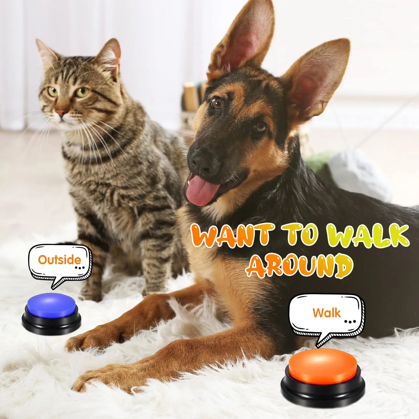 Recordable Voice Buttons for Pet Communication - Training & Interactive Talking Toy for Dogs