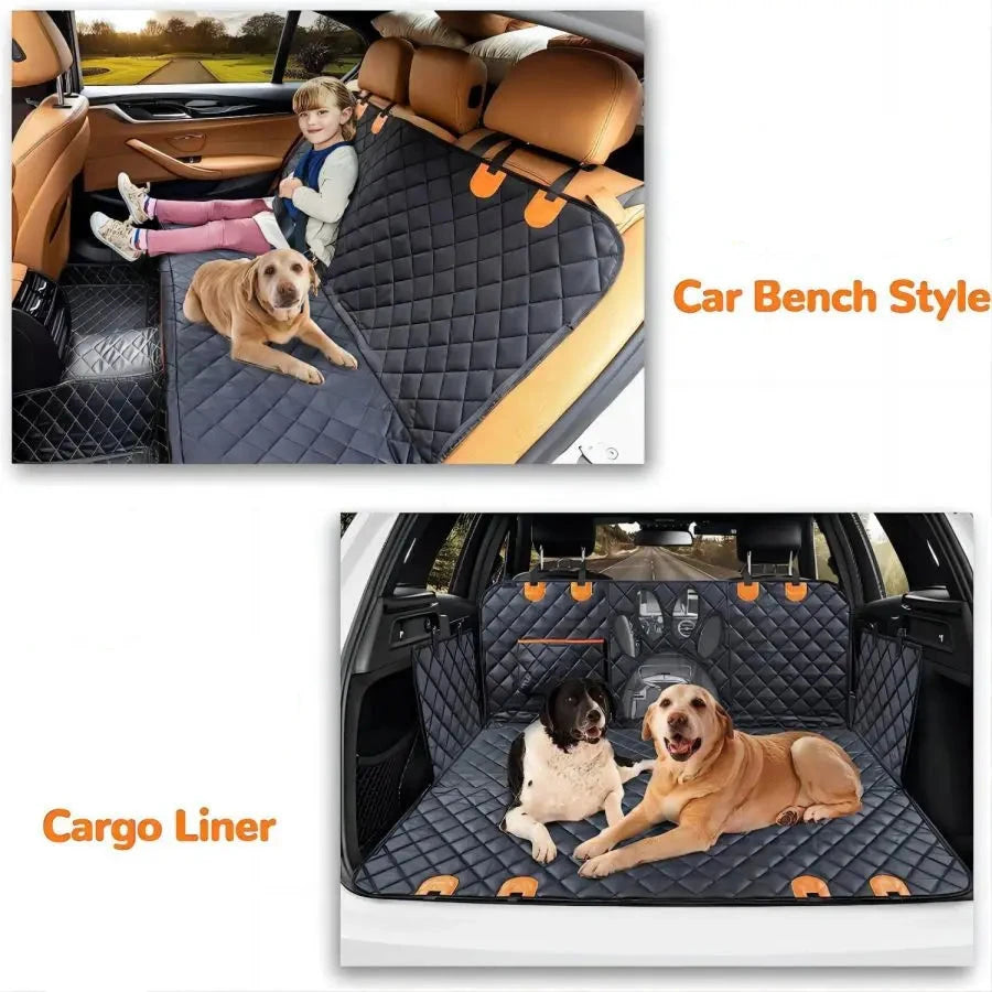 Car Seat Cover with Visual Mesh Window & Side Zipper – 100% Waterproof Hammock for Back Seat, Protects Car Seat & Doors