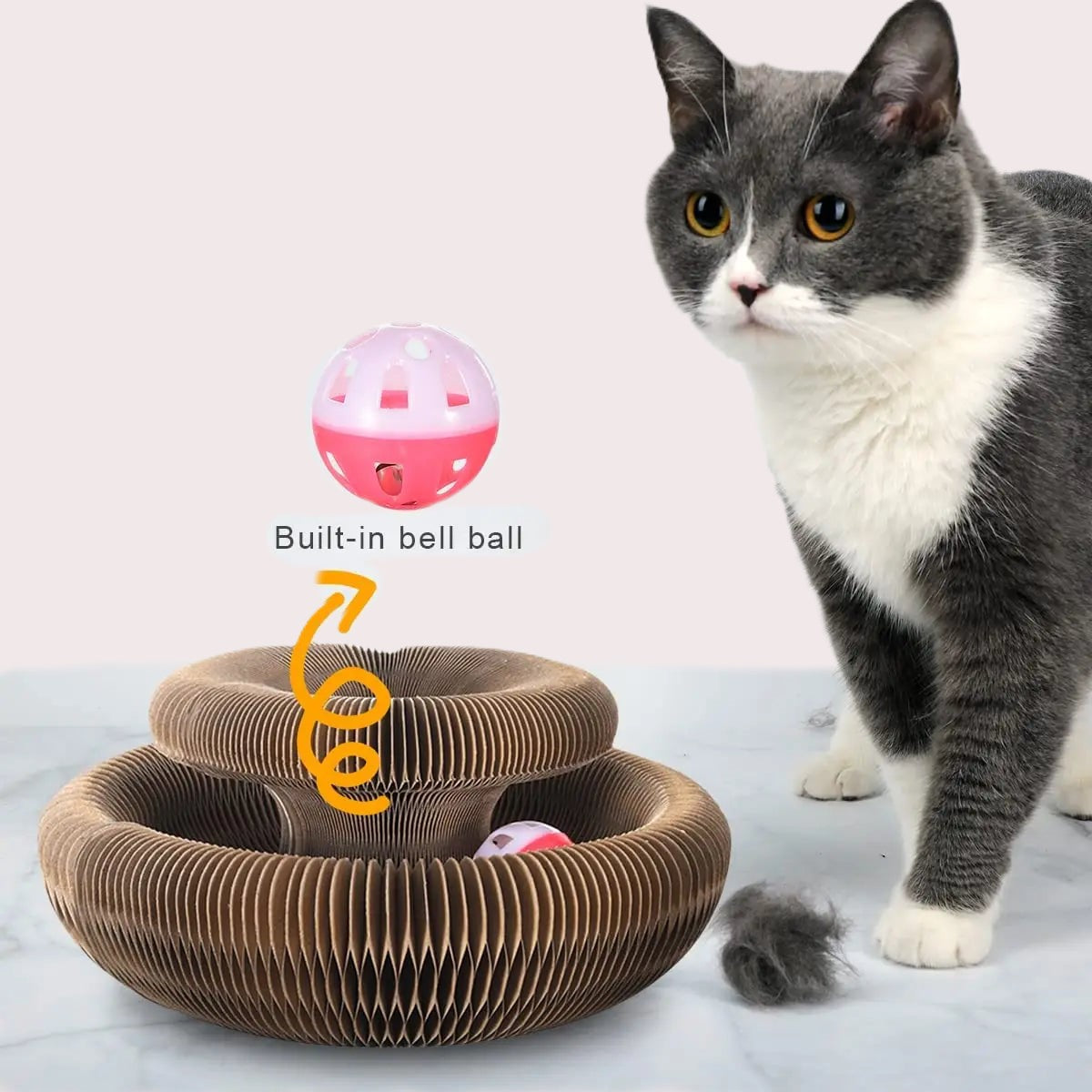 Magic Cat Scratch Board with Ball & Climbing Frame - Round Corrugated Toy