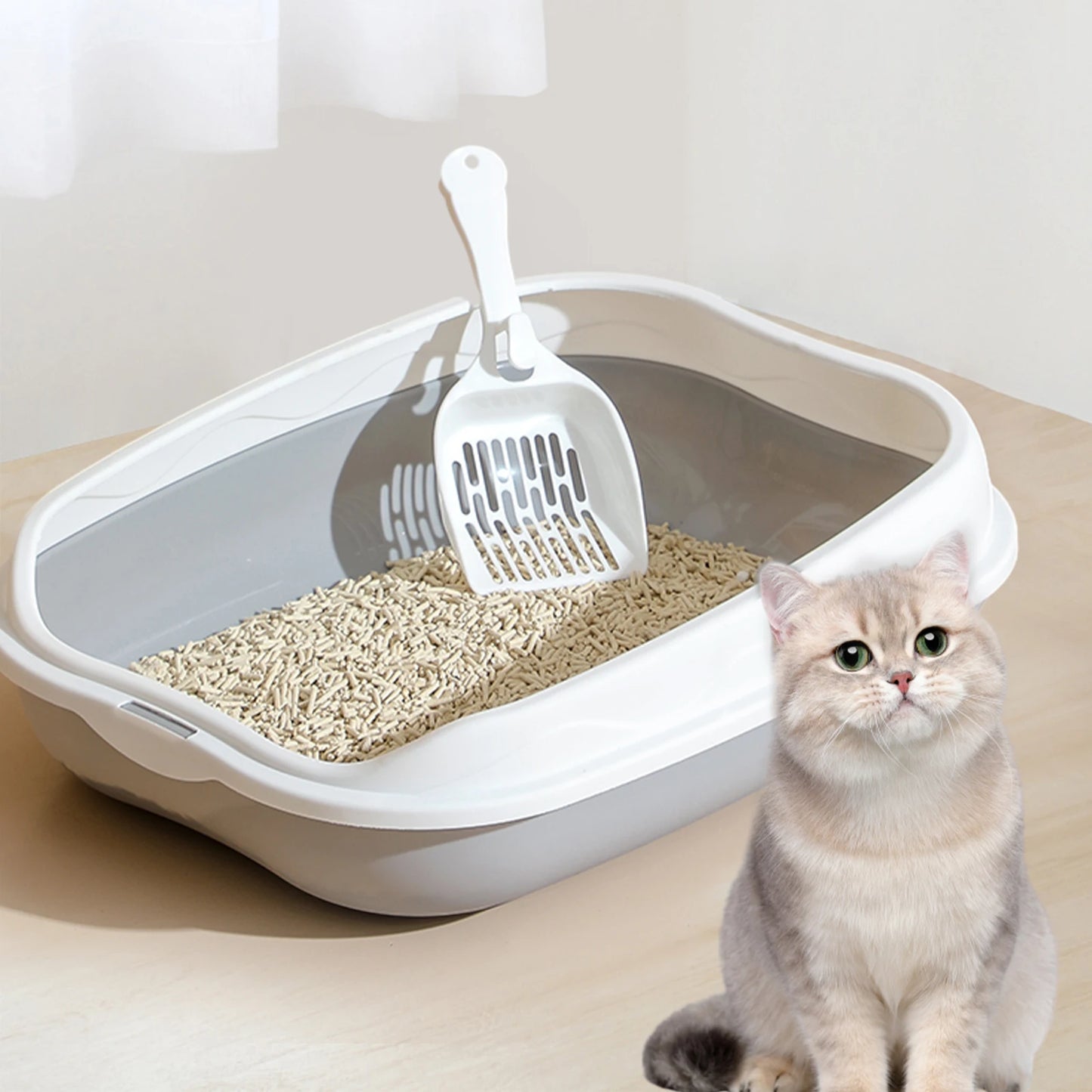 Cat Litter Box Semi Closed with Shovel