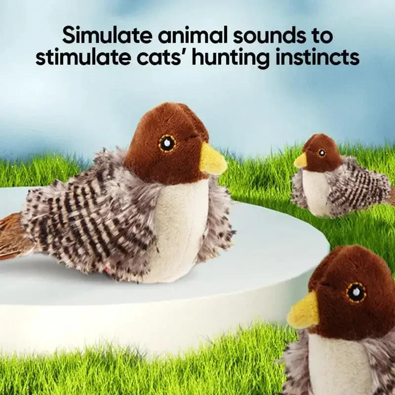 Interactive Chirping Bird Feather Toy