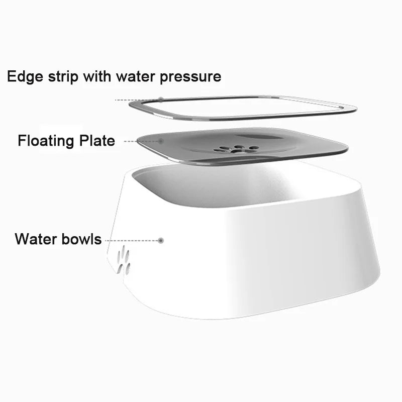 Floating Dog Water Bowl, Non-Spill Drinking Dispenser - Anti-Overflow Plastic Pet Bowl