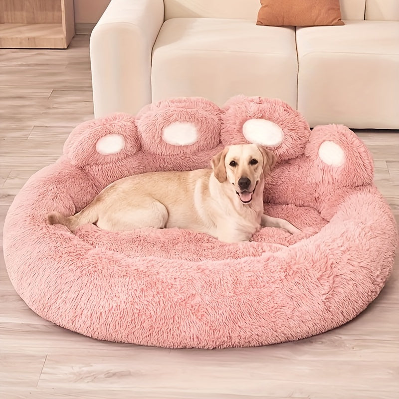 Plush Calming Dog Bed – Washable, Anti-Slip Round Pet Bed